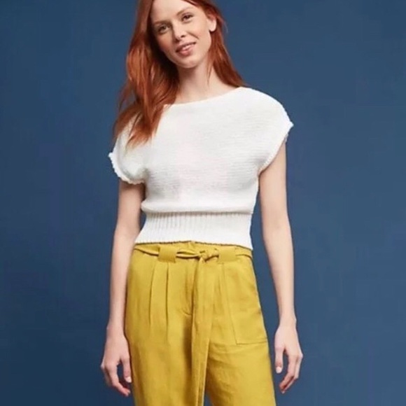 Anthropologie Sweaters - Anthro Moth Cap Sleeve Chunky Knit Sweater L
